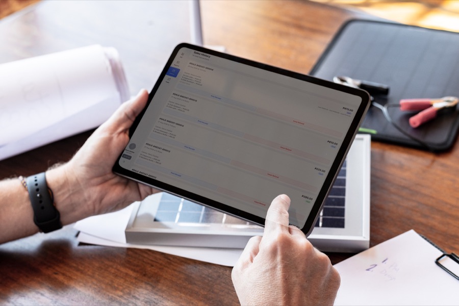 Brella open on a tablet on a venue's back-office desk